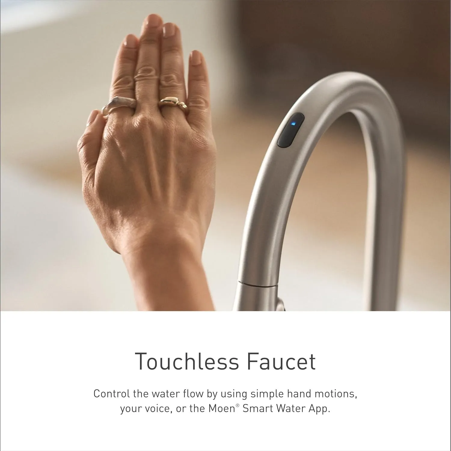 Moen 7864EVBLS Sleek Smart Touchless Pull Down Sprayer Kitchen Faucet with Voice Control and Power Boost, No Size, Spot Resist Black Stainless