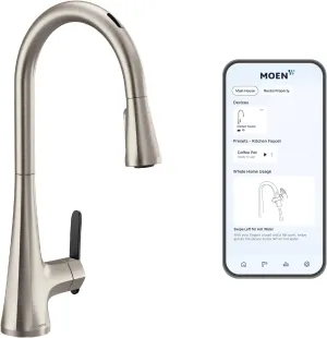 Moen S7235E2SRS Sinema Smart Faucet Touchless Pull-Down Sprayer Kitchen Faucet with Voice and Motion Control, Spot Resist Stainless