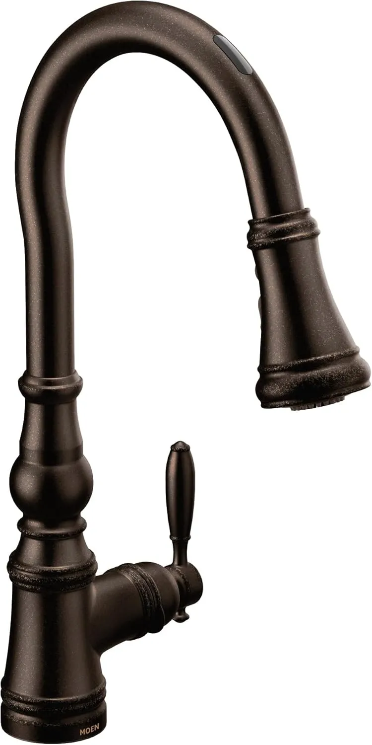 Moen Weymouth Oil Rubbed Bronze Smart Faucet Touchless Pull-Down Sprayer Kitchen Faucet with Voice and Motion Control, S73004EV2ORB