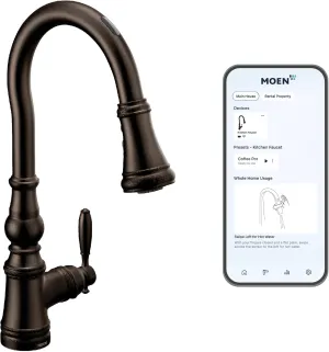 Moen Weymouth Oil Rubbed Bronze Smart Faucet Touchless Pull-Down Sprayer Kitchen Faucet with Voice and Motion Control, S73004EV2ORB
