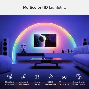 Nanoleaf Essentials Matter Bluetooth & WiFi Smart Multicolor LED Lightstrip 200" (5m) - RGB & Whites, Controller, App & Voice Control (Works with Apple Home, Google Home) (16.4ft (50 Zones))