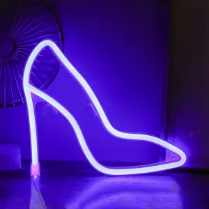 Neon Light Neon Sign for Bedroom, High Heel Shaped Neon Lights, Acrylic LED Neon Signs for Wall Decor 7.6"×9.8" for Living Room, Bar, Party, Christmas, Wedding Neon Sign (Color : Blue)