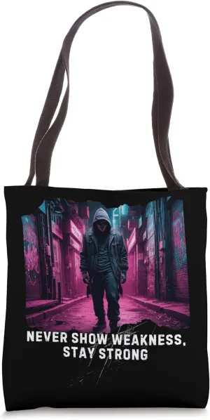 Never Show Weakness. Stay Strong Colorful Tough Guy Design Tote Bag