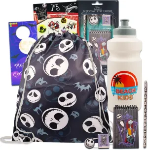 Nightmare Before Christmas Travel Bag Bundle - Disney Travel Set with Jack Skellington Bag, Notebook, Water Bottle, Stickers, More | Nightmare Before Christmas Activity Set for Kids