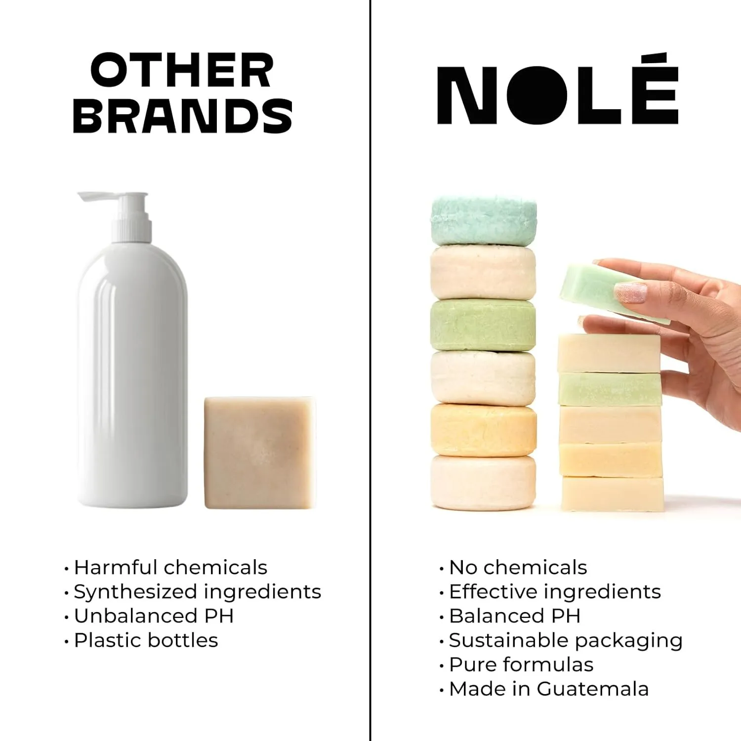 NOLE CARE Sustainable Bar Shampoo and Conditioner (2 pack) with Citrus & Batana Oil, for Oily Hair - Sustainable, PH Balanced, Sulfate Free, Plastic Free - 5.12 Oz