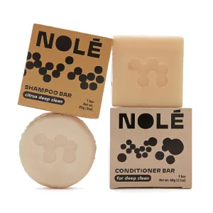 NOLE CARE Sustainable Bar Shampoo and Conditioner (2 pack) with Citrus & Batana Oil, for Oily Hair - Sustainable, PH Balanced, Sulfate Free, Plastic Free - 5.12 Oz