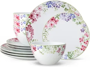 Noritake Bloomington Road Colorful 12-Piece Dinnerware Set, Service for 4