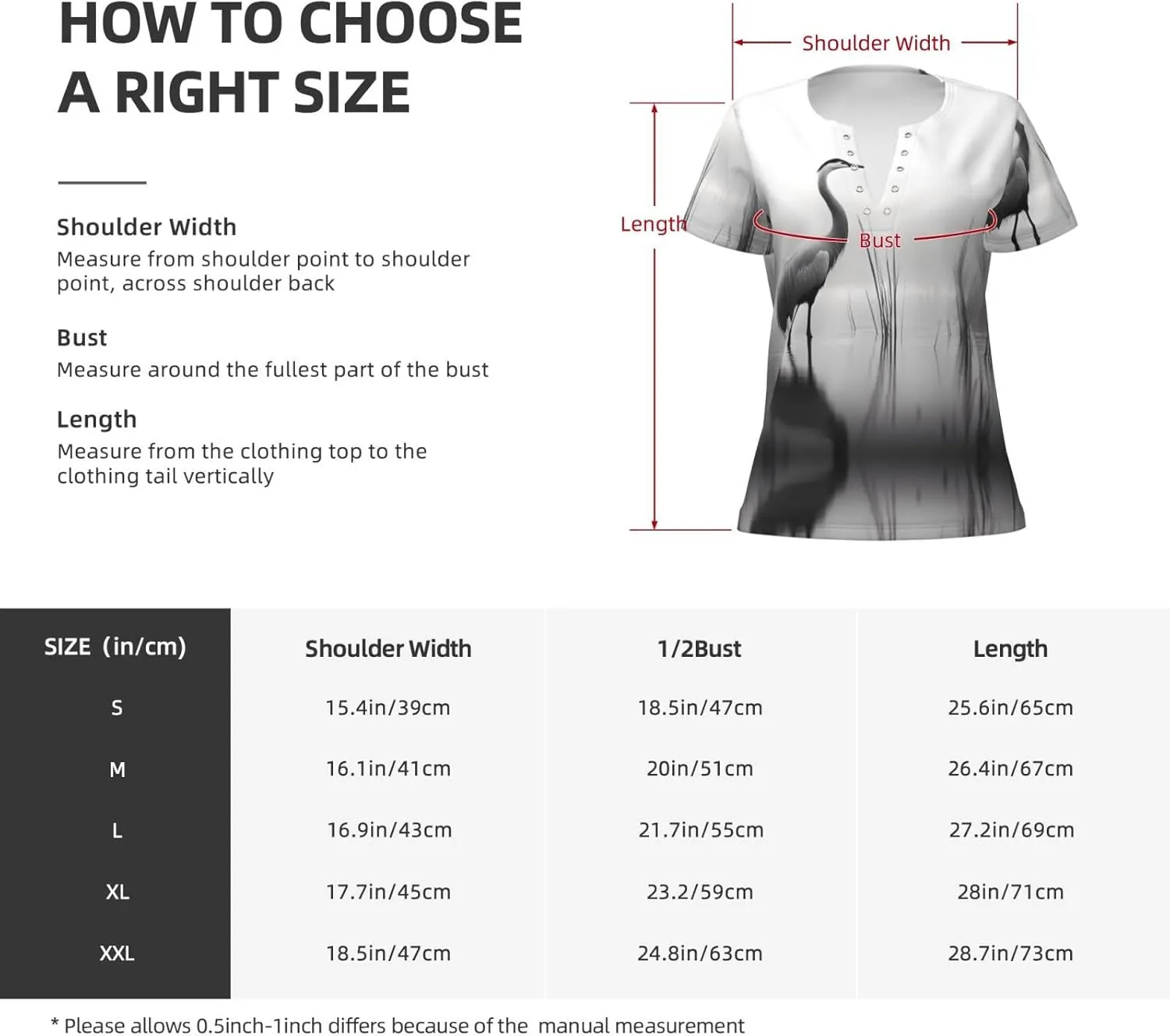 North American Crane Pattern Sexy V-Neck Printed Short T-Shirt, Travel Portable Fitness Clothes, Home and Outdoor wear