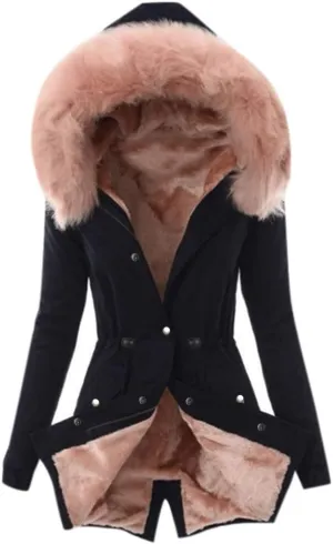 OIOLOYJM 2023 Fall Fashion Winter Coat for Women Warm Hooded Outerwear Thick Padded Jacket Loose Fleece Oversized Faux Fur Hooded Coats