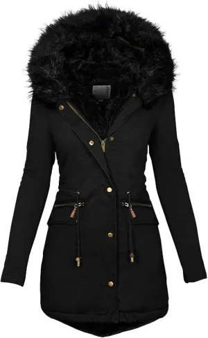 OIOLOYJM 2023 Warm Winter Jacket Coat for Women Fall Fashion Hooded Outerwear Thick Padded Coats Loose Fleece Oversized Faux Fur Hooded Jackets