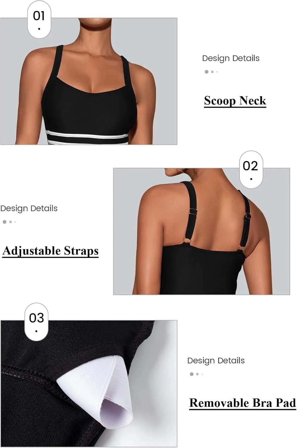 One Piece Swimsuit Women Tummy Control Color Block Stripes Bathing Suit Full Coverage Swimwear Adjustable Straps