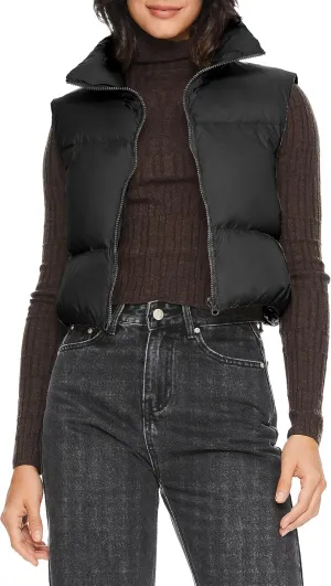 Orolay Women's Cropped Puffer Vest Winter Crop Down Vest Lightweight Sleeveless Outerwear Padded Gilet