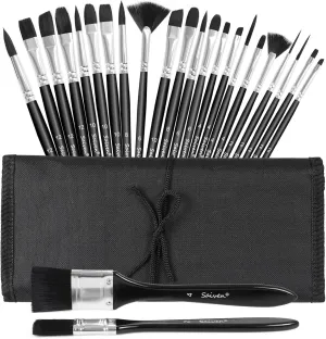 Paint Brushes Set 1 Pack / 24 pcs Watercolor Paintbrushes Pinstripe Brush Kit with Storage Bag for Kids Adults Artists - Acrylic Painting, Watercolor, Miniature Detailing, and Rock Painting