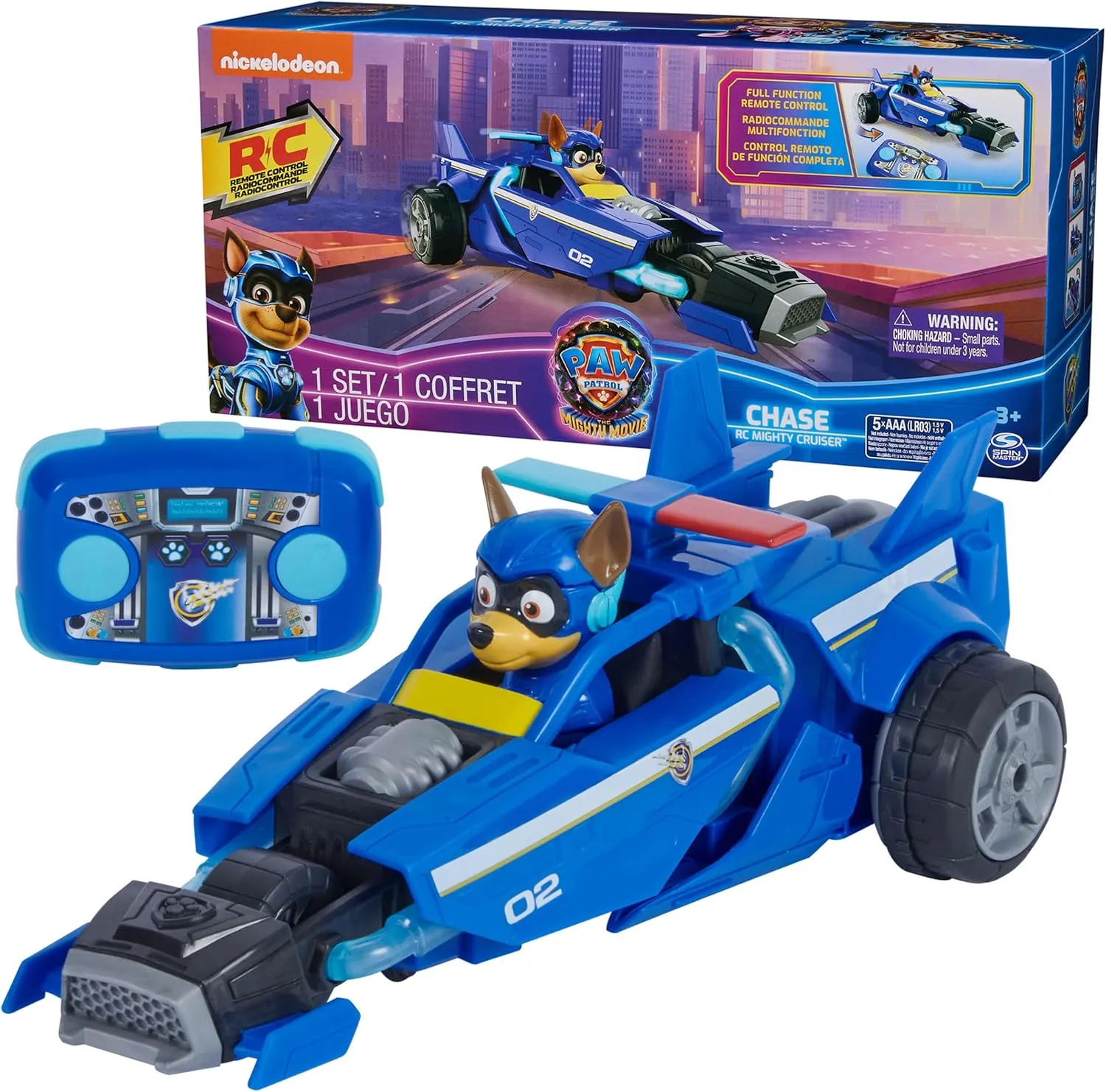 Paw Patrol: The Mighty Movie, Remote Control Car with Molded Mighty Pups Chase, Kids Toys for Boys & Girls 3 