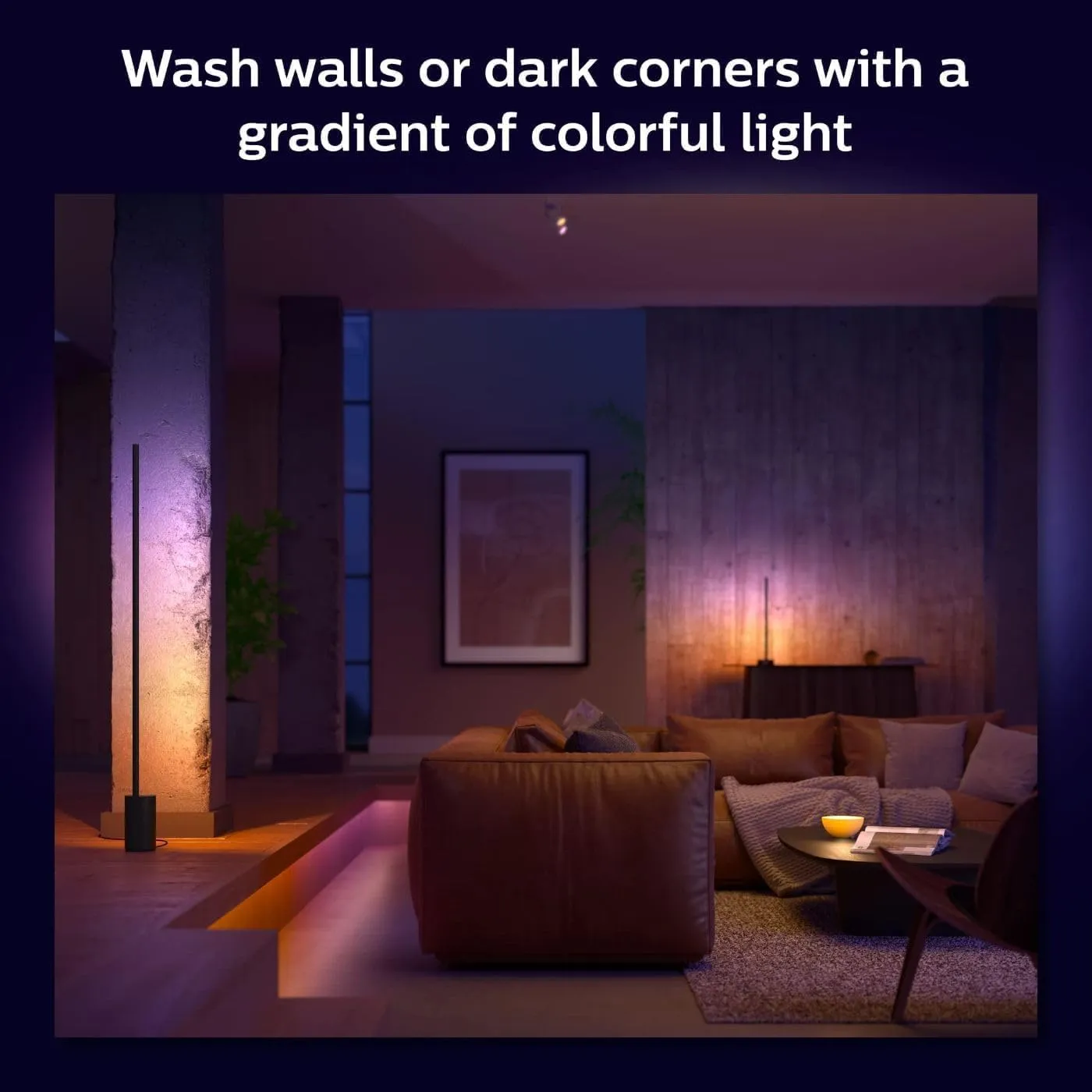 Philips Hue Gradient Signe Floor Lamp, Compatible with Alexa, Apple Homekit and Google Assistant, Bluetooth Compatible, Flowing Multicolor Effect, Black, 1 Count (Pack of 1)
