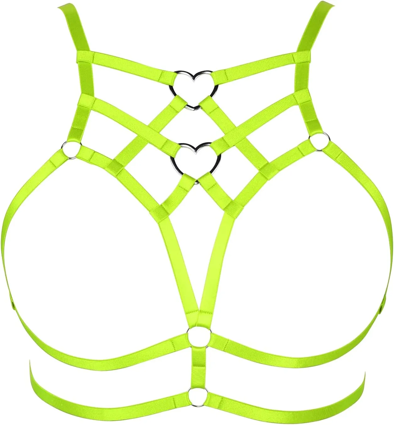 Punk Body Harness Gothic Lingerie Womens Plus Size Waist Cage Breast Hollow-Out Bra Strappy Tops Peach Shape at Chest Belts