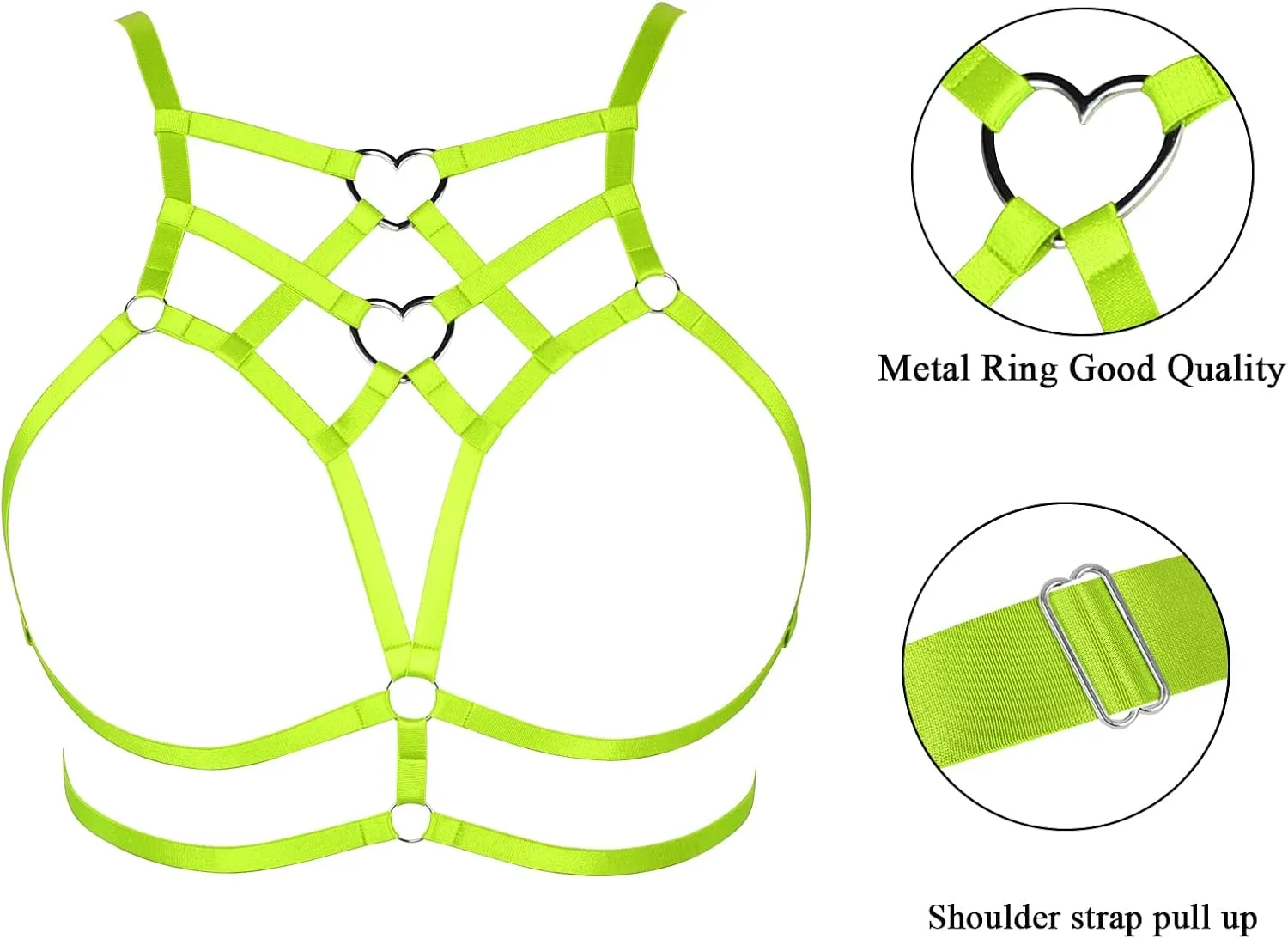 Punk Body Harness Gothic Lingerie Womens Plus Size Waist Cage Breast Hollow-Out Bra Strappy Tops Peach Shape at Chest Belts