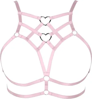 Punk Body Harness Gothic Lingerie Womens Plus Size Waist Cage Breast Hollow-Out Bra Strappy Tops Peach Shape at Chest Belts