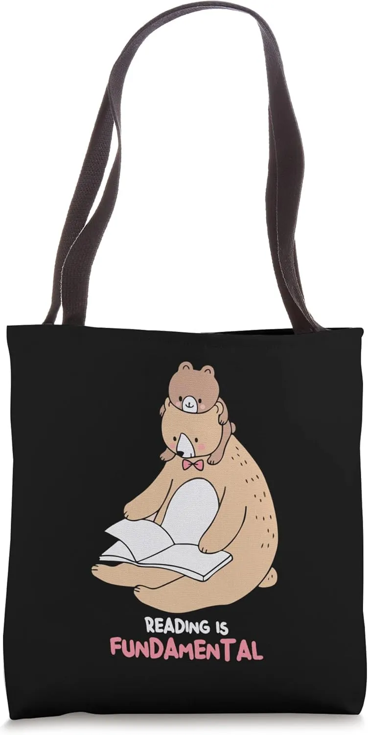 Reading Is Fundamental - Bear Reading Bookworm Poetry Lovers Tote Bag