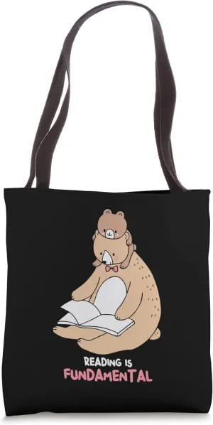 Reading Is Fundamental - Bear Reading Bookworm Poetry Lovers Tote Bag