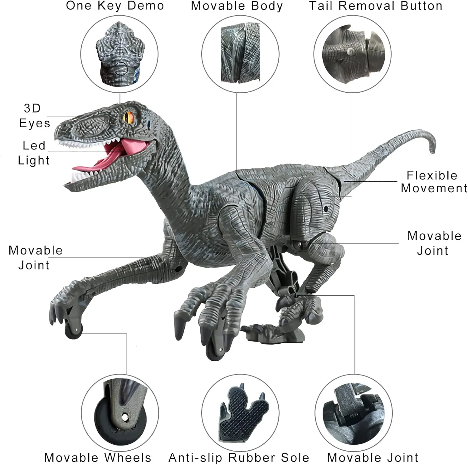 Remote Control Dinosaur Toys for Boys Kids Girls 3 4 5 6 7 8 Electronic RC Robot Toy 2.4Ghz Walking Roaring Velociraptor Realistic 18.1" Jurassic Dino Rechargeable Raptor Blue Birthday Gift