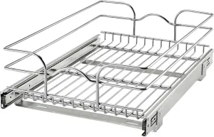 Rev-A-Shelf Kitchen Cabinet Wire Pullout Shelf and Drawer Organizer Pantry Storage with Basket and Mounting Hardware, 15 x 22 In, 5WB1-1522CR-1