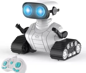 Robot Toys, Rechargeable Robot Toy with Remote Control, Music, LED Eyes, Dance Moves, Flexible Head and Arms, Smart Sensing for Kids Boys Girls