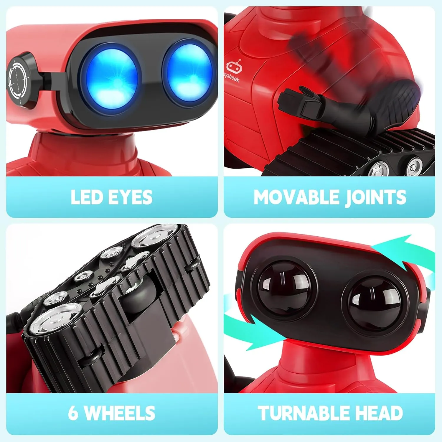 Robot Toys Remote Control Robot Toy Rechargeable Emo Robot with Auto-Demonstration Kids Robot RC Robot for Kids Smart Robot Gift for Children Age 3 Years and Up Red