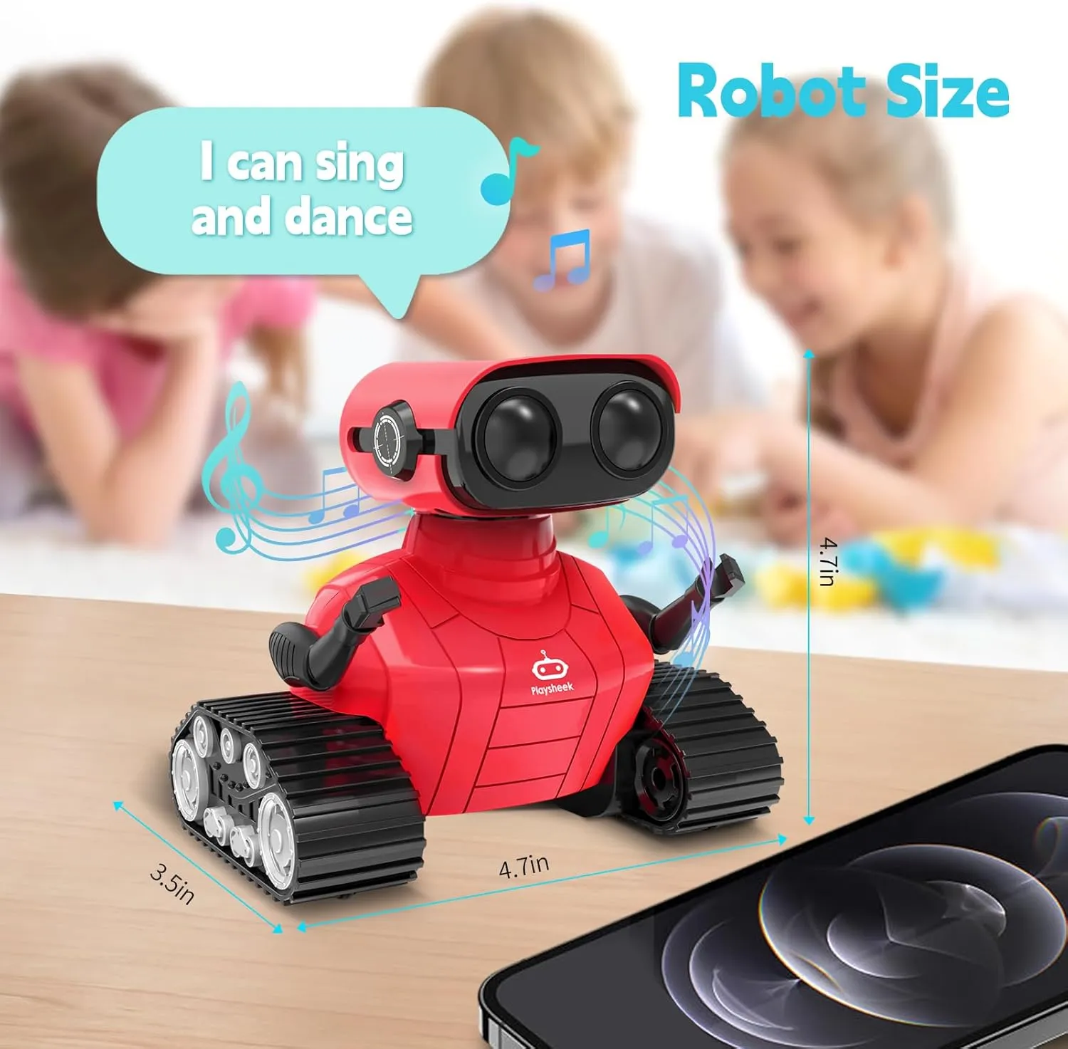 Robot Toys Remote Control Robot Toy Rechargeable Emo Robot with Auto-Demonstration Kids Robot RC Robot for Kids Smart Robot Gift for Children Age 3 Years and Up Red