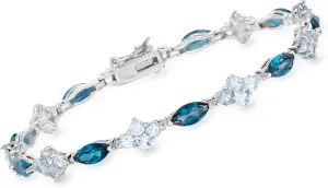 Ross-Simons 10.25 ct. t.w. London and Sky Blue Topaz Bracelet in Sterling Silver. 8 inches