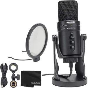 Samson G-Track Pro USB 24-bit Studio Condenser Mic with Audio Interface with The G-Track Pro Pop Filter and Cleaning Cloth - Top-Value Microphone Bundle