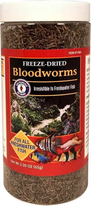 San Francisco Bay Brand Freeze-Dried Bloodworms Fish Food - All Natural High Protein Treat for Freshwater Fish, Bettas, Tetras, Barbs, Catfish, Aquatic Amphibians - Betta Fish Food - 2.3 oz (65g)