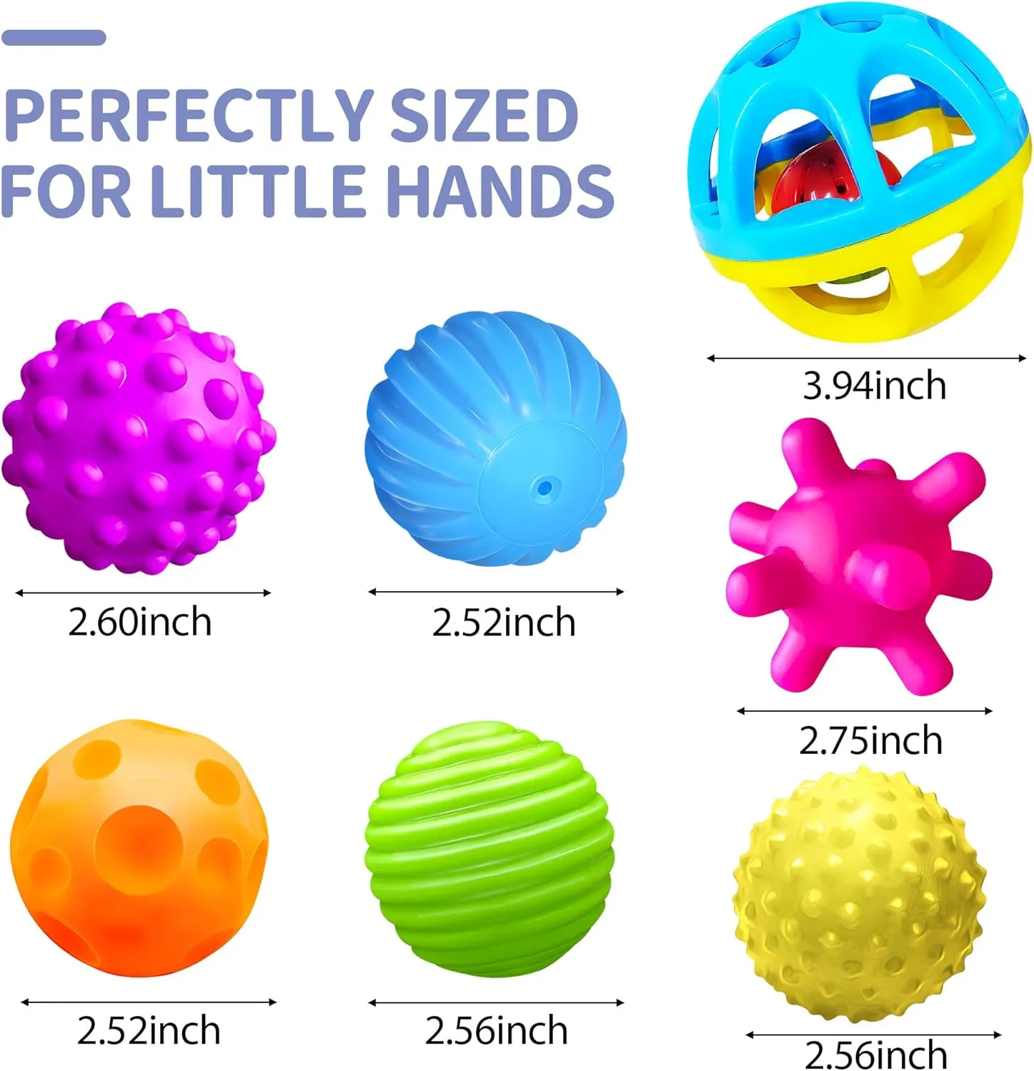Sensory Balls for Baby - Montessori Toys, Multiple Textures Colorful Toddler Sensory Toys for Babies 1-3 Hand Catching Baby Balls, Blue Baby Rattle 3-6 Months Old Baby Toys for 6-12 Months