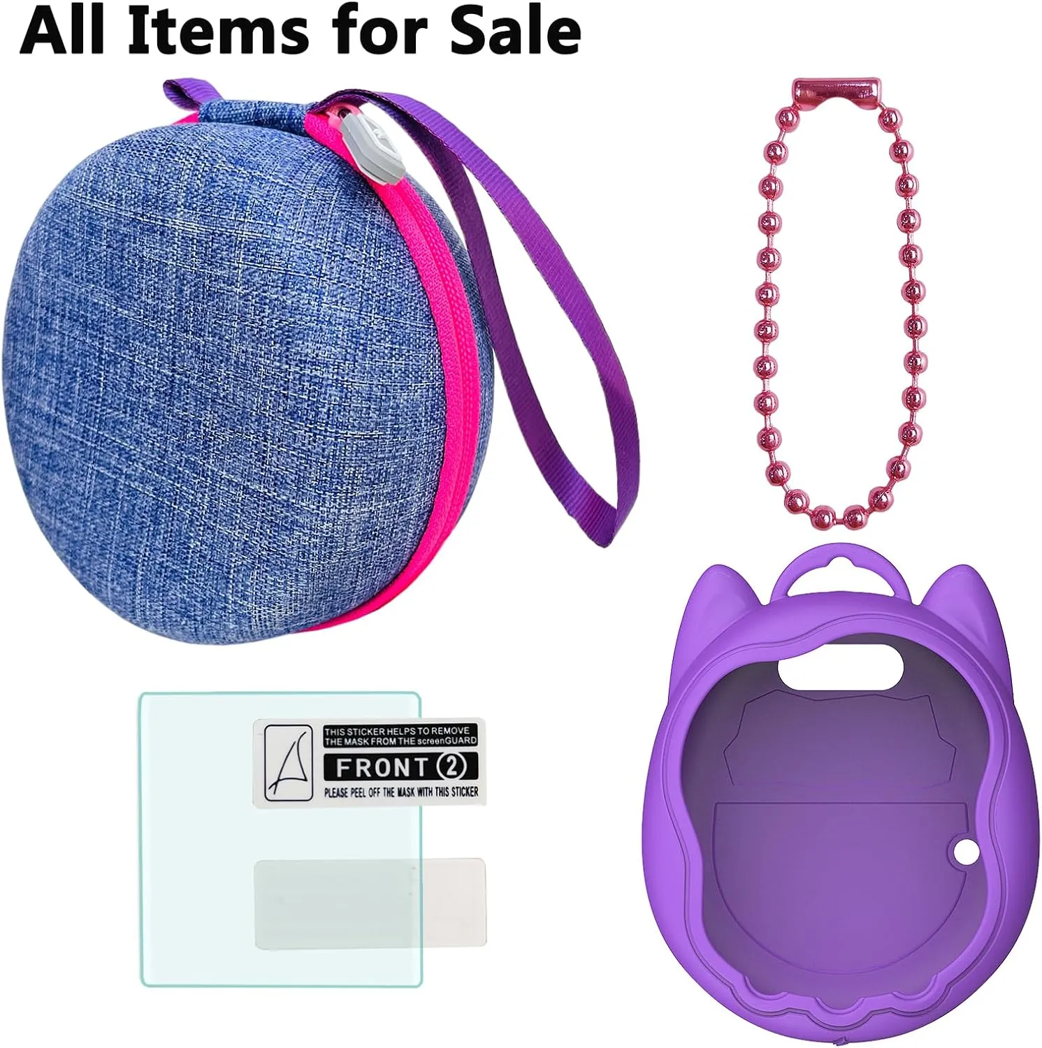 Silicone Cover and Carrying Case for Tamagotchi Uni Interactive Virtual Pet, Screen Protector for Tamagotchi Uni Watch Digital Pet Accessories