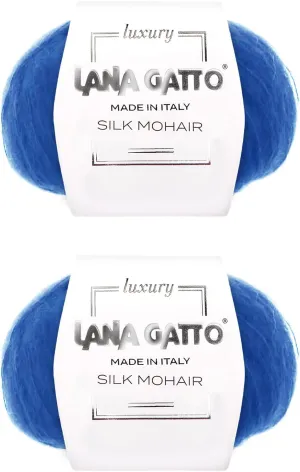 Silk Mohair Luxury Yarns, Premium and Soft Blend for Knitting, Made in Italy (Blue - 30146, 2)