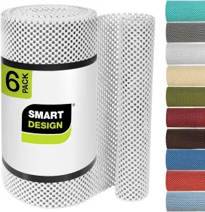 Smart Design Shelf Liner w/ Premium Grip Adhesive - Washable Cutable Material - Non Slip & Peel Design - for Shelves, Drawers, & Flat Surfaces - Kitchen (18 Inch x 8 Feet) [White]