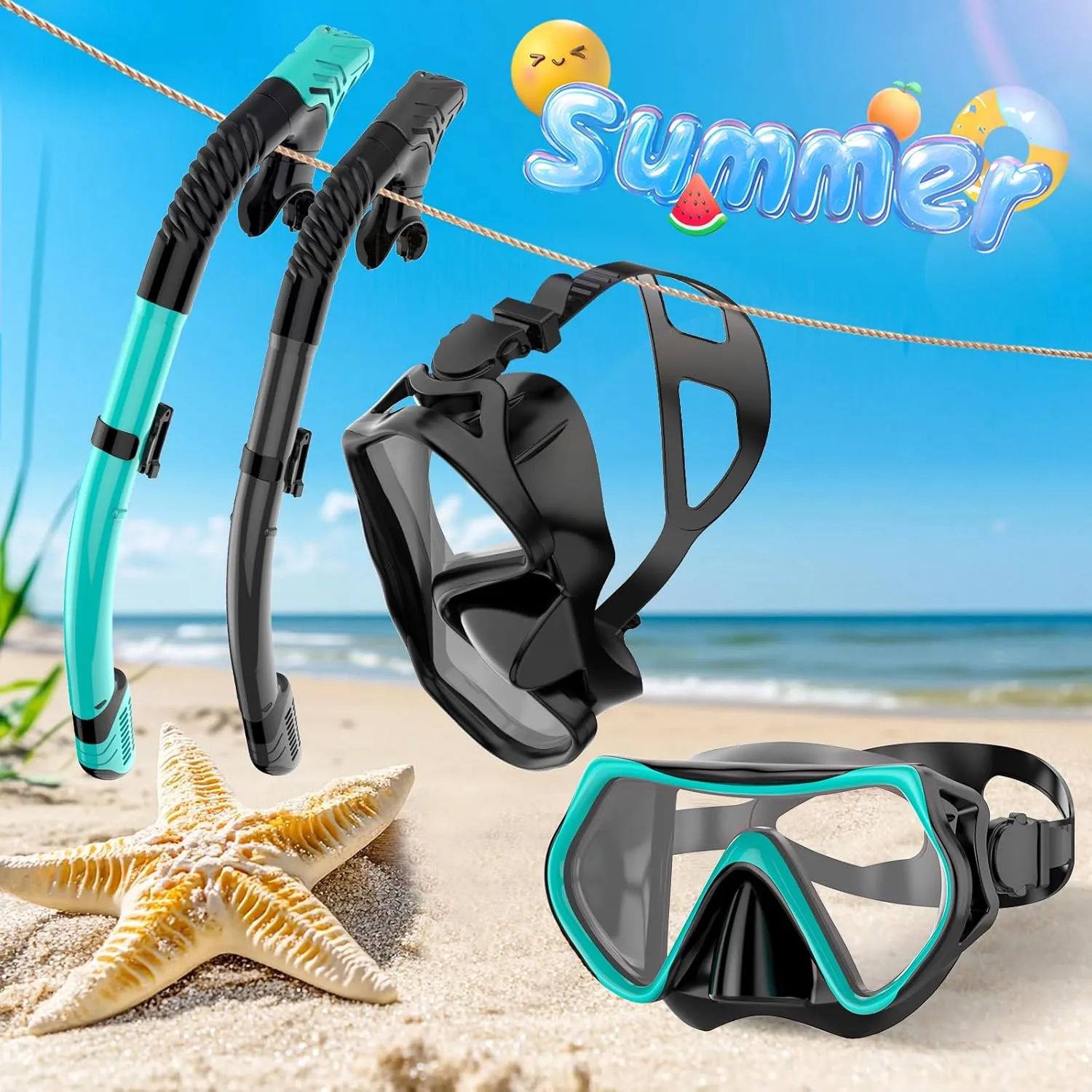 Snorkeling Gear for Adults, Dry-Top Snorkel Set Scuba Diving mask, Snorkel Mask, Panoramic Anti-Leak Anti-Fog Tempered Glass Lens, Swimming Training Snorkeling Packages