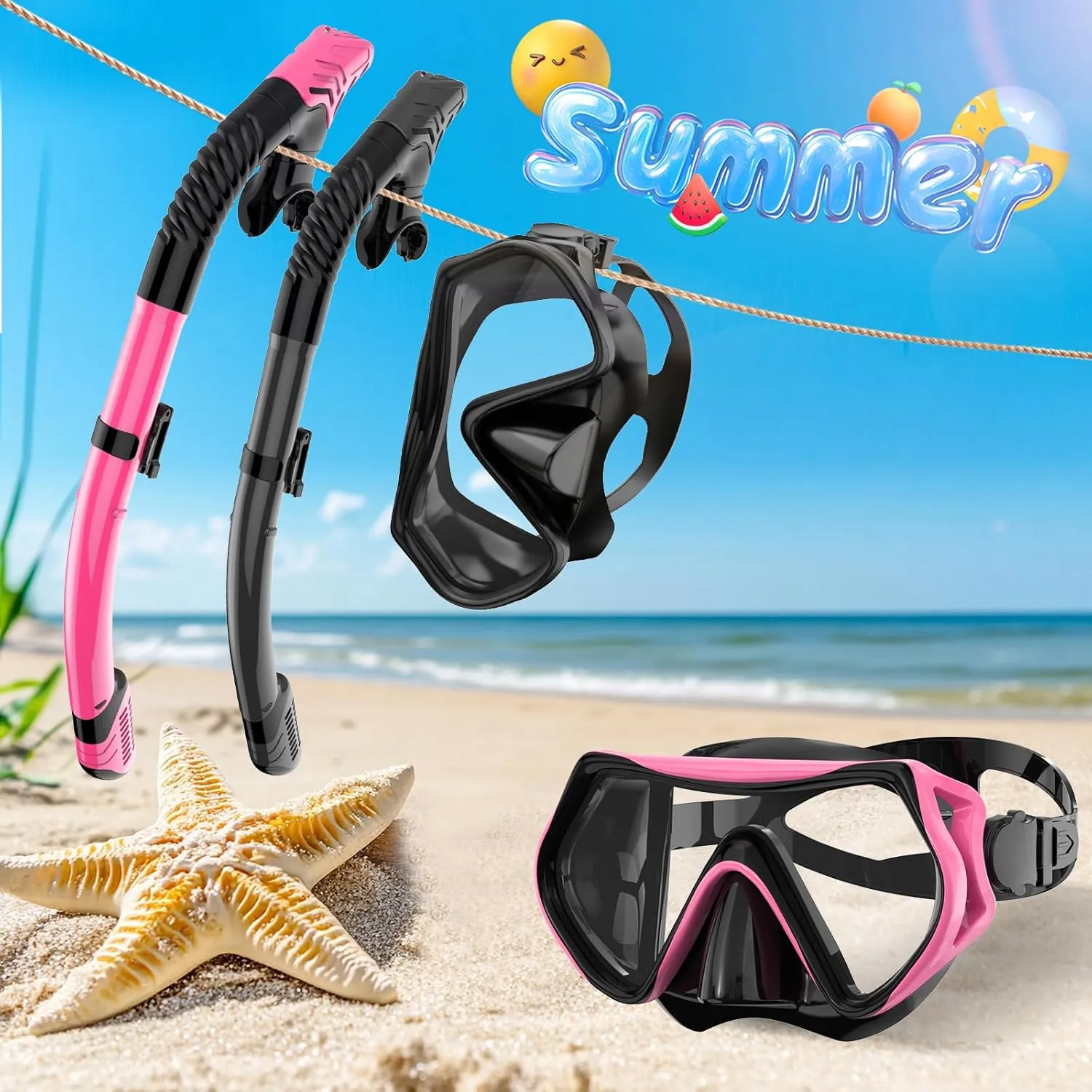 Snorkeling Gear for Adults, Dry-Top Snorkel Set Scuba Diving mask, Snorkel Mask, Panoramic Anti-Leak Anti-Fog Tempered Glass Lens, Swimming Training Snorkeling Packages