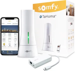 Somfy TaHoma Hub - Smart Home Gateway for RTS Blinds, Shades, and Awnings - Compatible with Voice Assistants, Easy Setup, Ethernet Connection Required for IOS - #1811731, #1870470