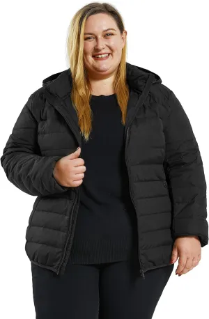 Soularge Women's Plus Size Winter Packable Lightweight Down Coat with Detachable Hood