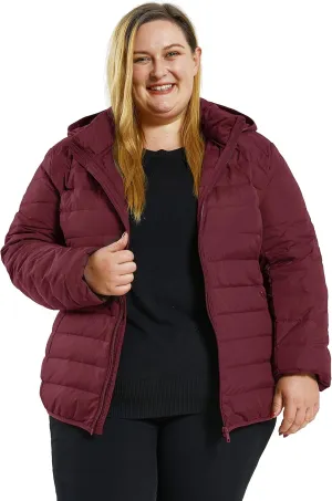 Soularge Women's Plus Size Winter Packable Lightweight Down Coat with Detachable Hood