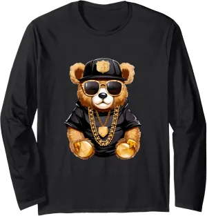 stylish bear with golden chains Long Sleeve T-Shirt