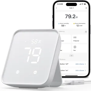 SwitchBot Hub 2 (2nd Gen), Work as a WiFi Thermometer Hygrometer, IR Remote Control, Smart Remote and Light Sensor, Link SwitchBot to Wi-Fi (Support 2.4GHz), Compatible with Alexa&Google Assistant