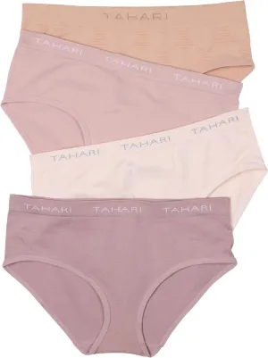 TAHARI 4-Pack Girls Hipster Underwear Multipack Seamless Panty Set for Girl