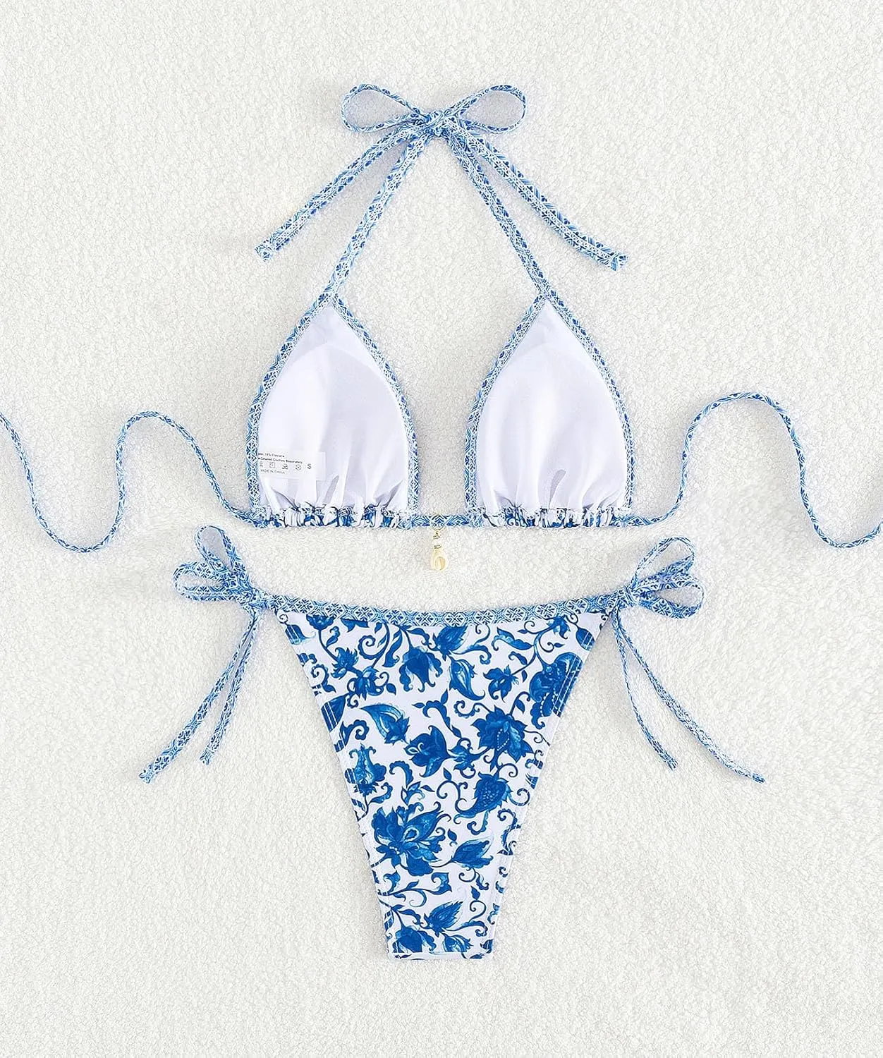 Tainehs Women's Sexy Halter Bikini Set Triangle Top String Swimwear Two Piece Swimsuits Cheeky Bathing Suit