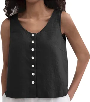 Tank Tops for Women 2025 Summer Crew Neck Women's Tank Tops Button Down Sleeveless Casual Vest Trendy Shirts 2025