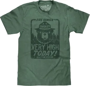 Tee Luv Men's Smokey Bear Shirt - Fire Danger Very High Today T-Shirt