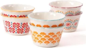 The Pioneer Woman Flea Market Scalloped 7 oz Ramekins, Assorted Designs, Set of 6