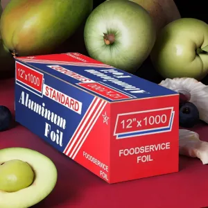Thick STANDARD Household Aluminum Foil Roll (12” x 1000 ft) - STANDARD Food Safe Foil Wrap - for Food, BBQ, Grilling and Roasting - Tin Foil Perfect for Multipurpose Kitchen
