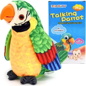 Toddler Toys - Talking Parrot Repeats What You Said, Interactive Toy Electronic Stuffed Animals Plush Pet Doll for Babies Kids Boys Girls Party Birthday